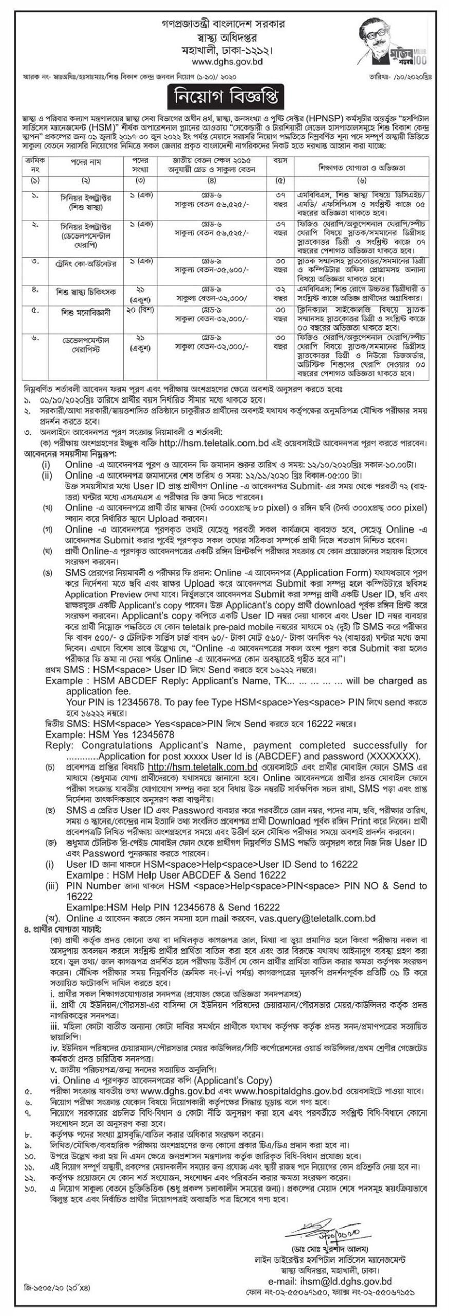 Recent Health Department govt Job Circular 2020