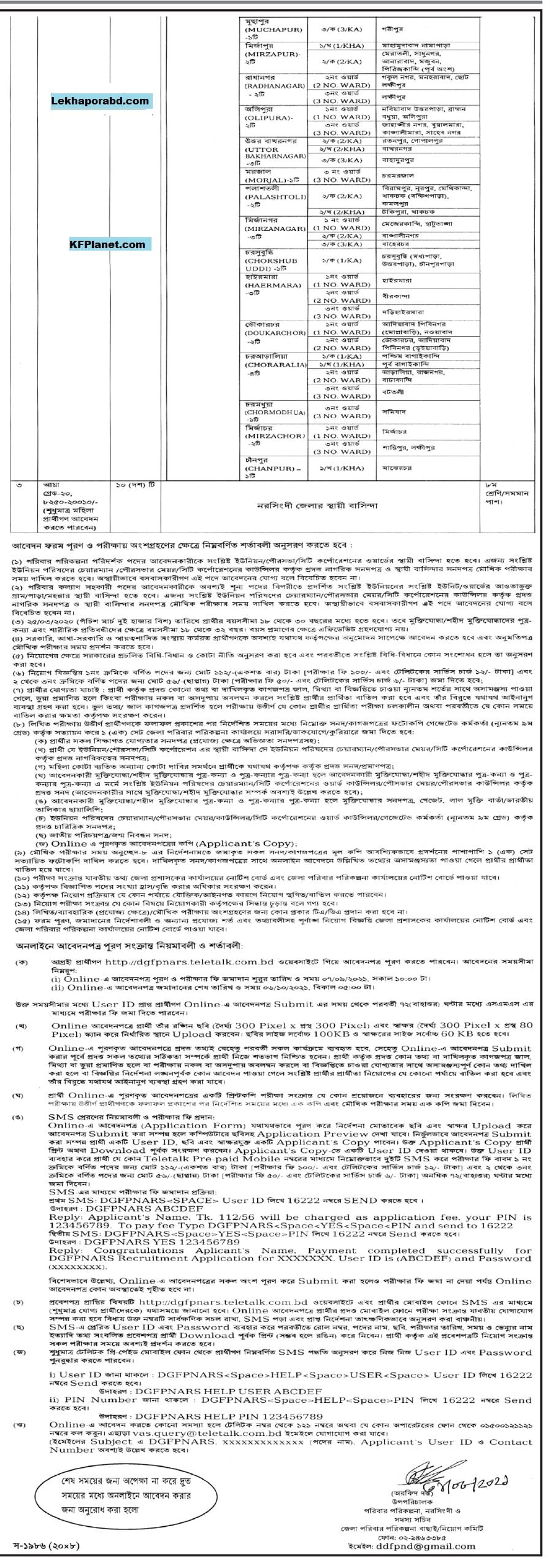 Directorate General of Family Planning DGFP Job Circular 2021